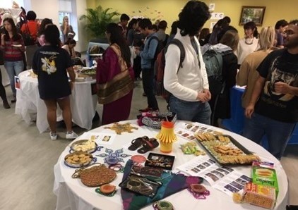 Students enjoy food from around the world.