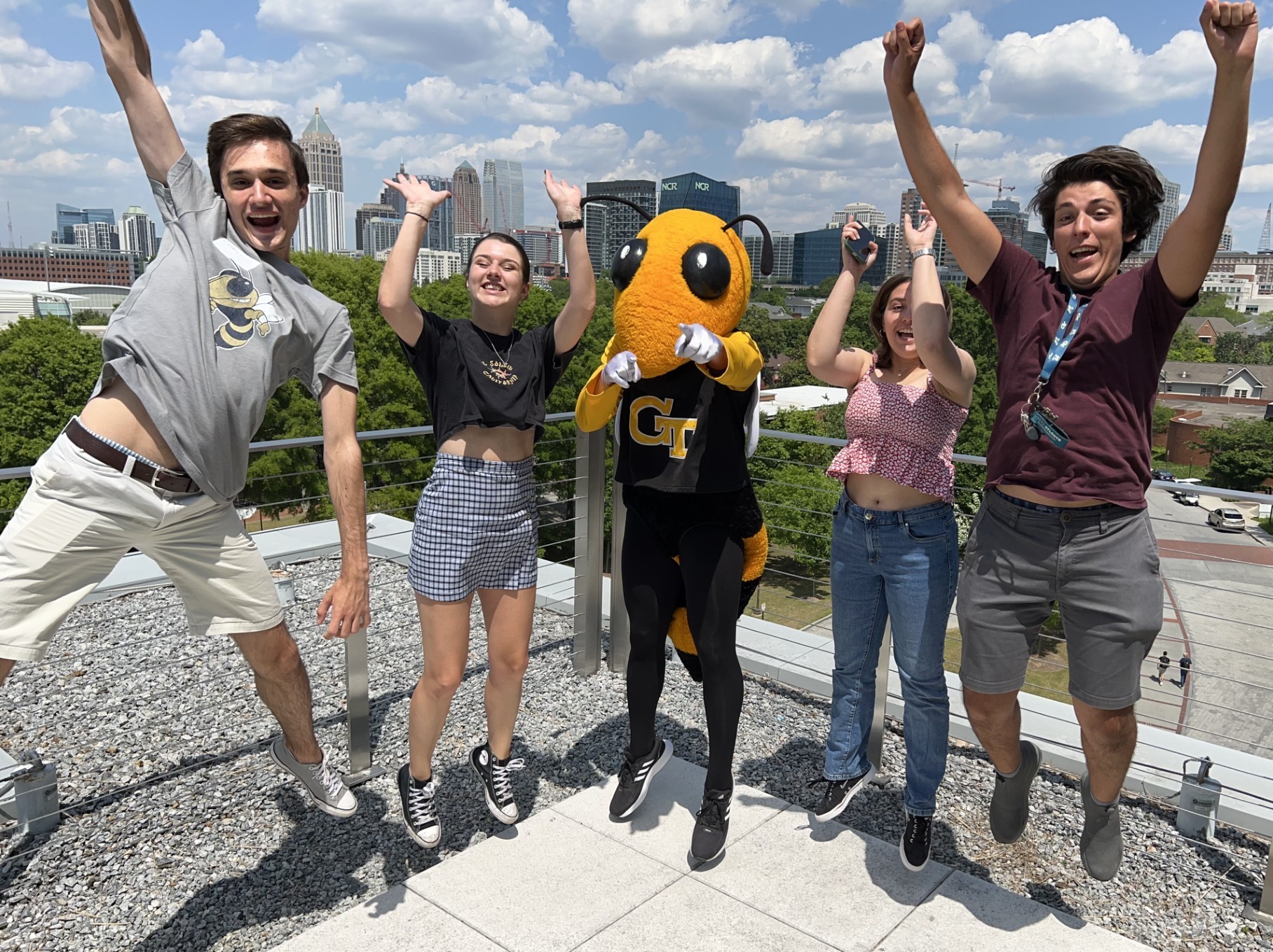 Students celebrating graduation.